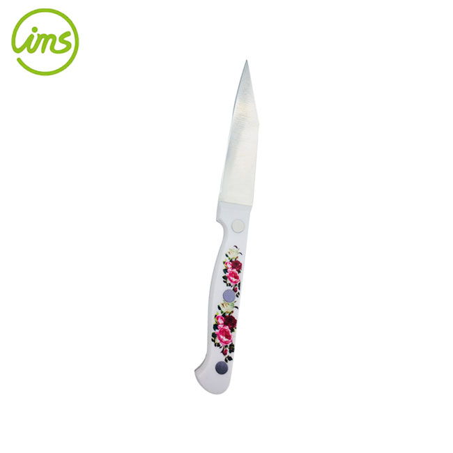 3.5-Inch Stainless Steel Paring Knife with Floral Handle Decal